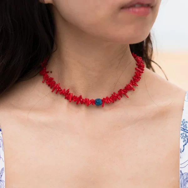 summer red coral handmade beaded necklace for women