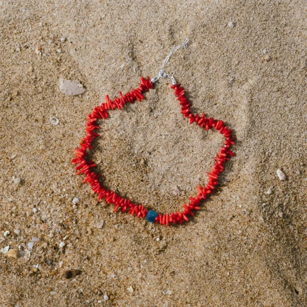 summer red coral handmade beaded necklace for women
