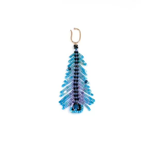 long unique dangle handmade peacock feather earrings for non pierced ears