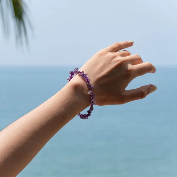 purple crystal beaded bracelet for women