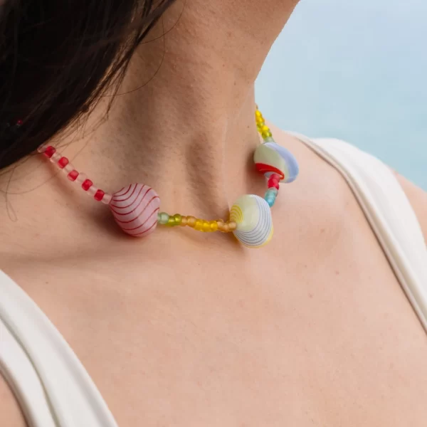 colorful heart bead necklace for women
