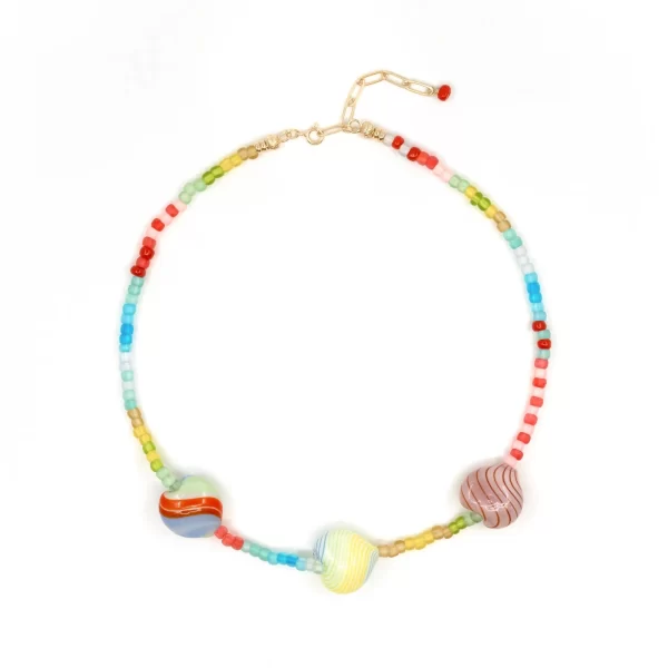 colorful heart bead necklace for women