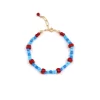 blue red glass bead station bracelet for women