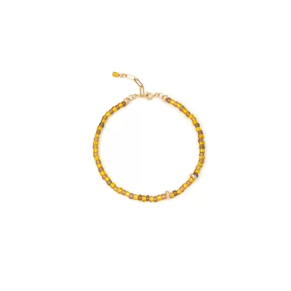 yellow glass seed bead anklet for women