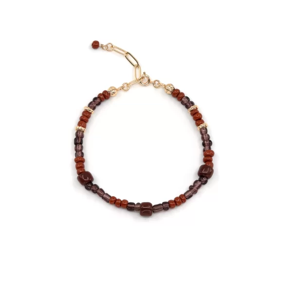 brown purple glass beads bracelet for women