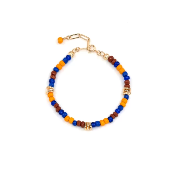 blue brown orange unique beaded bracelet for her