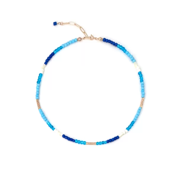 blue white glass beads bracelet for women