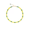 yellow green glass beads necklace for women