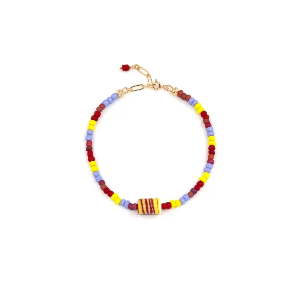 summer red yellow blue bead anklet for women