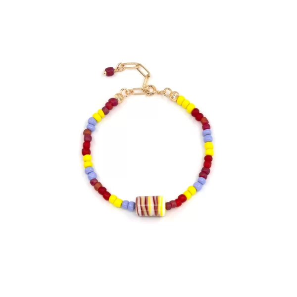 summer red yellow blue bead bracelet for women