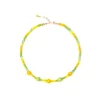 yellow green glass beads necklace for women