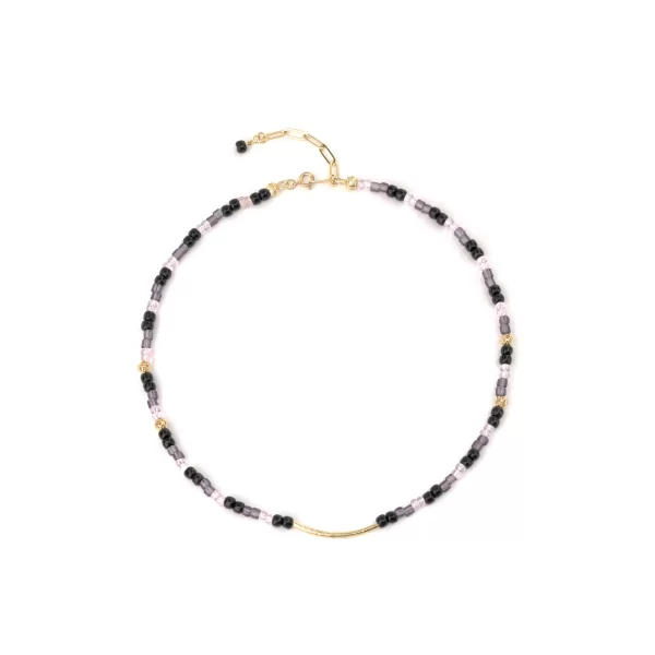 black purple glass beads necklace for women