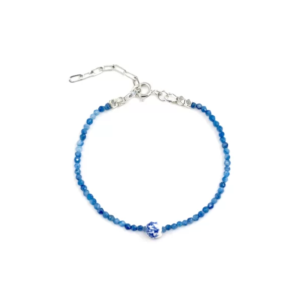 everyday blue dainty tiny bead bracelet for women