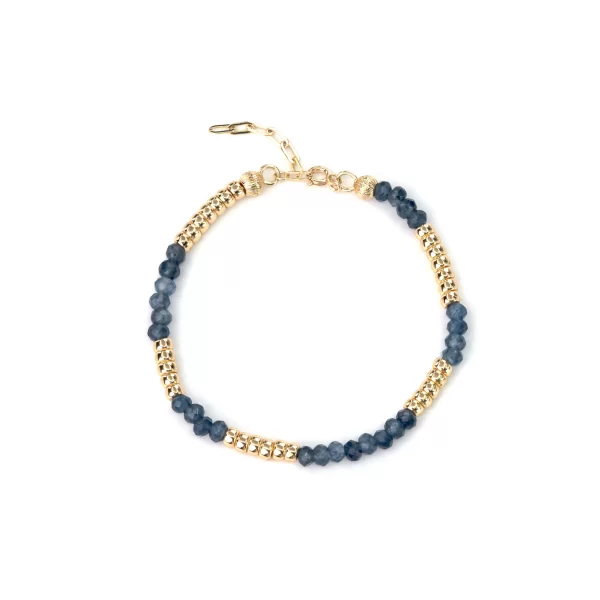 ink blue and gold-plated beaded bracelet