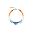 blue orange white bead bracelet for women