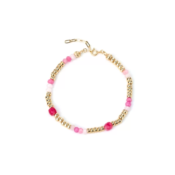 pink and gold-plated beaded couple bracelet for women