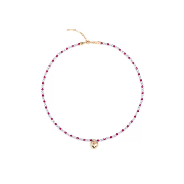 purple small beaded pendant necklace for women