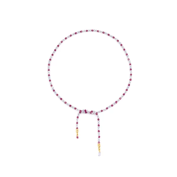 purple small beaded tie daily necklace for women