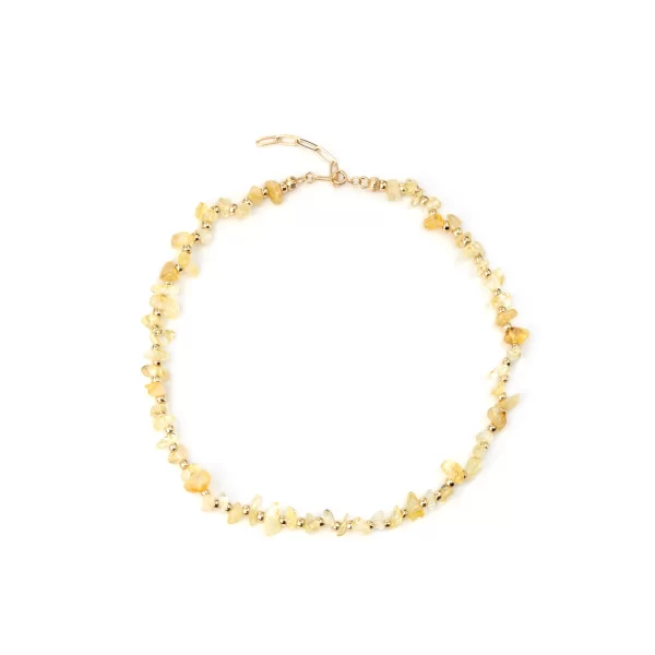 yellow crystal beaded necklace for women