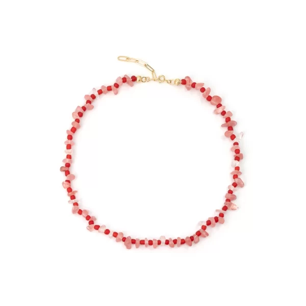 red crystal beaded necklace for women