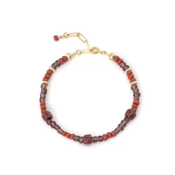 brown purple glass beads bracelet for women