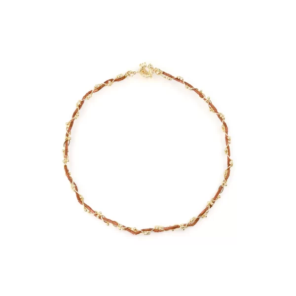 goldstone beads link chain necklace for women