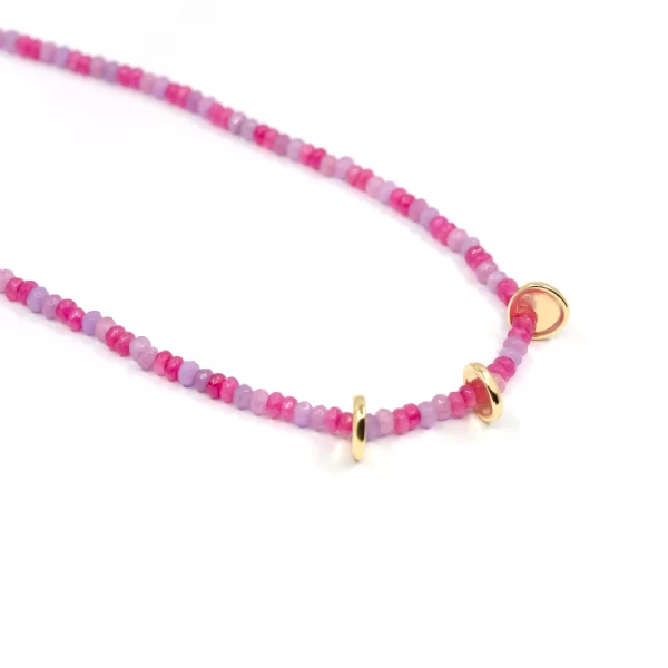 pink purple summer seed bead necklace for women