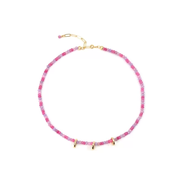 pink purple summer seed bead necklace for women