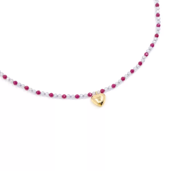 purple small beaded pendant necklace for women