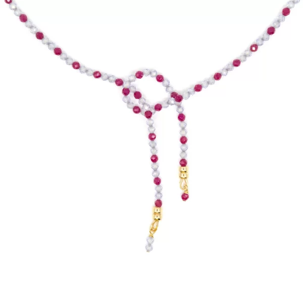 purple small beaded tie daily necklace for women