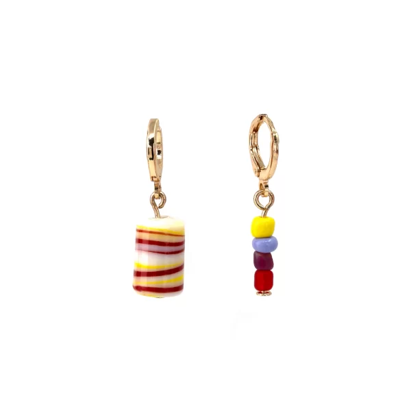 yellow blue red handmade bead earrings