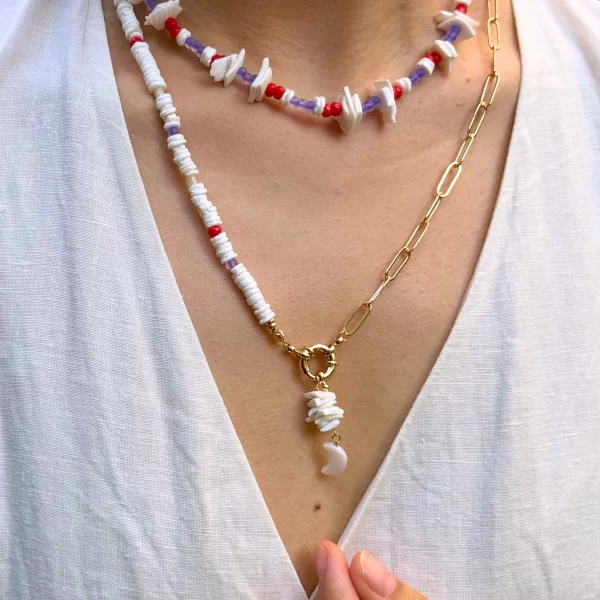 handmade unique long chain bead necklace for her