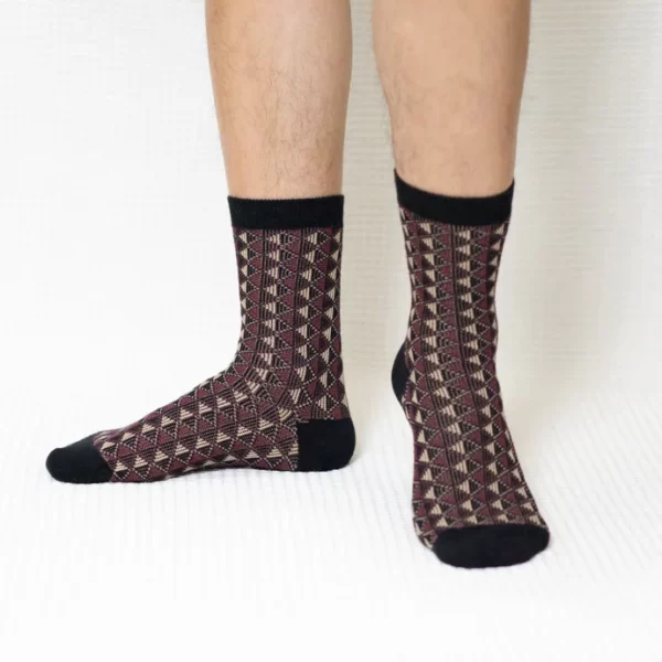 Black Mini Diamond Quarter Combed Cotton Socks for Men