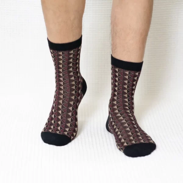 Black Mini Diamond Quarter Combed Cotton Socks for Men