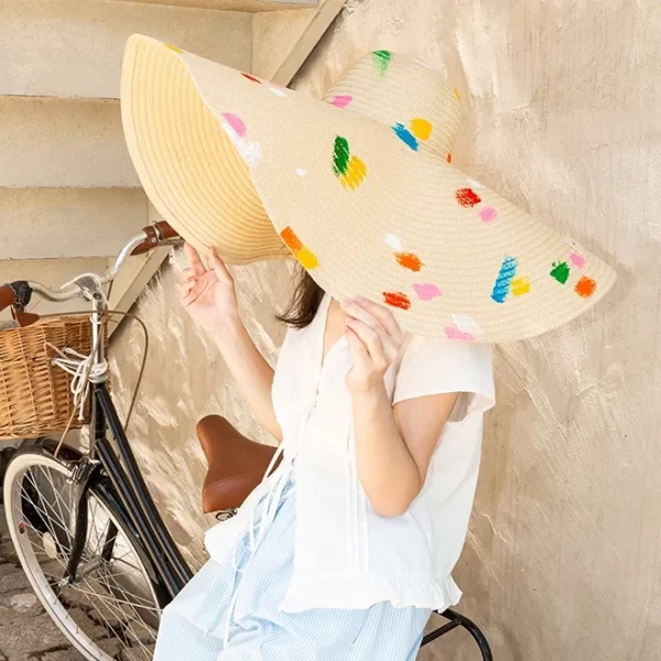 colorful summer wide brim sun hat for women