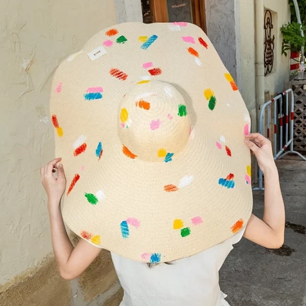 colorful summer wide brim sun hat for women