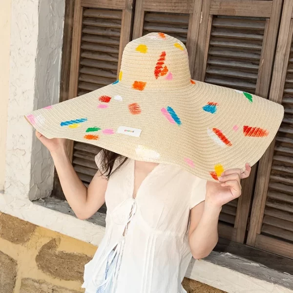 colorful summer wide brim sun hat for women