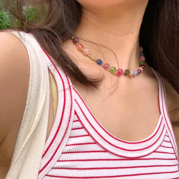 handmade popular colorful big bead necklace for women