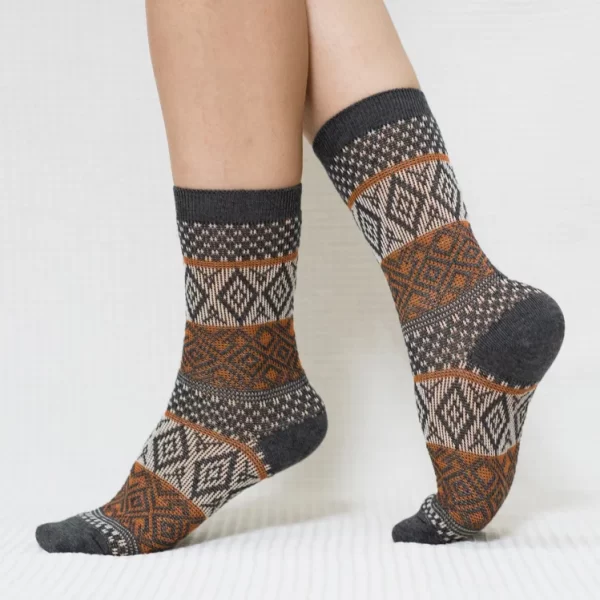 Grey Diamond Quarter Combed Cotton Socks for Women