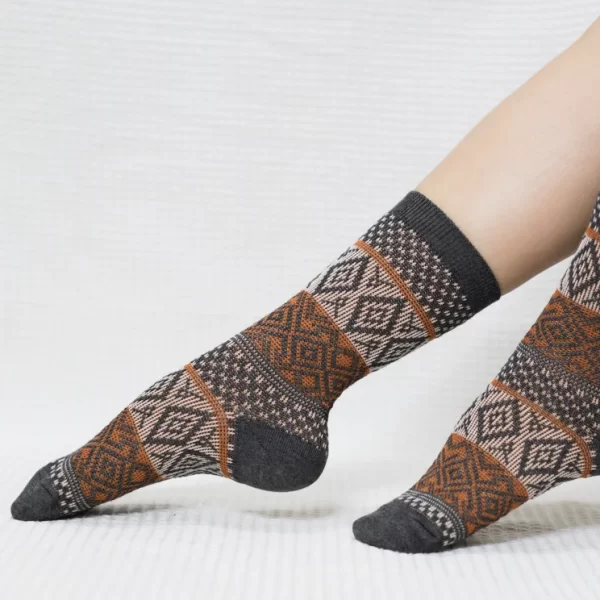 Grey Diamond Quarter Combed Cotton Socks for Women