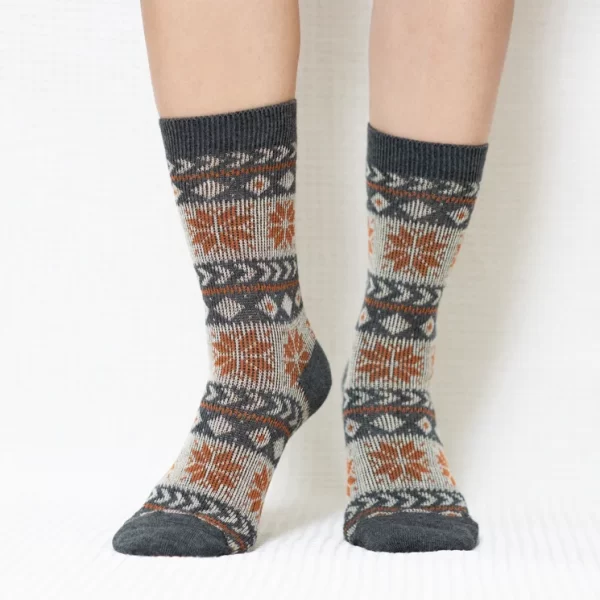 Grey Snowflake Quarter Combed Cotton Socks for Women