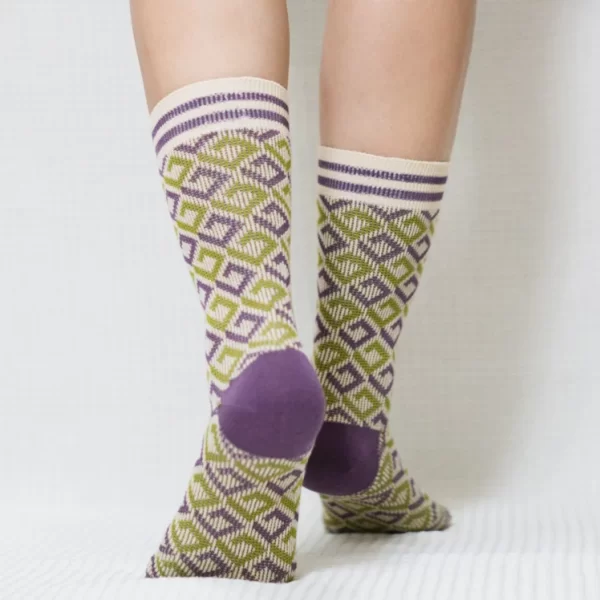 Purple Diamond Quarter Combed Cotton Socks for Women