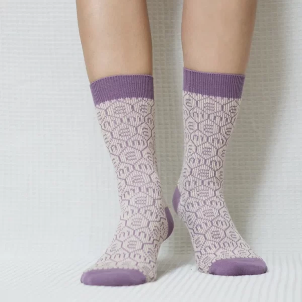 Purple M Quarter Combed Cotton Socks for Women