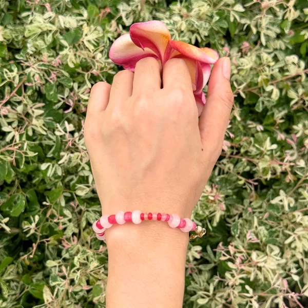 handmade daily wear white red bead bracelet