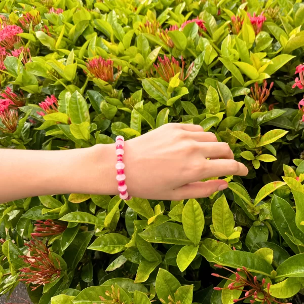 handmade daily wear white red bead bracelet