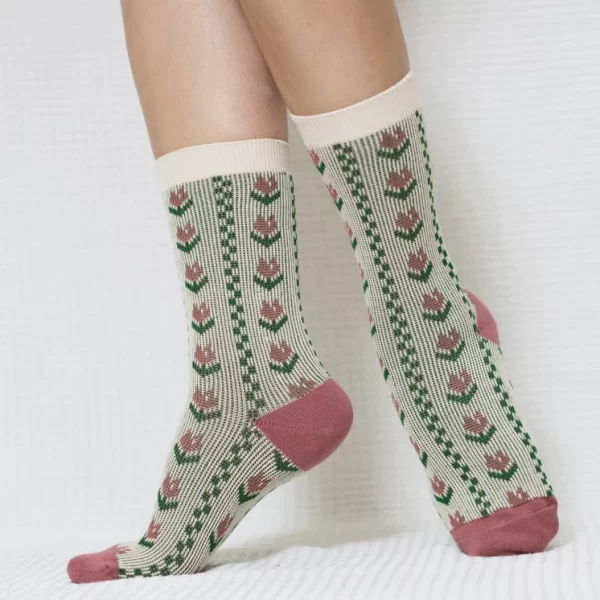 White Tulip Quarter Combed Cotton Socks for Women