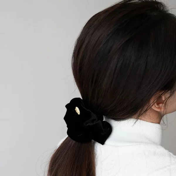 black silk velvet scrunchie