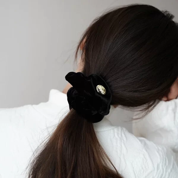 black silk velvet scrunchie