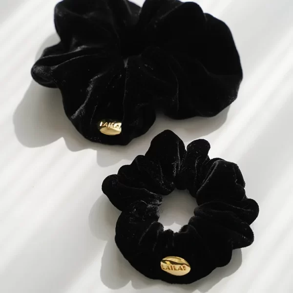 black silk velvet scrunchie