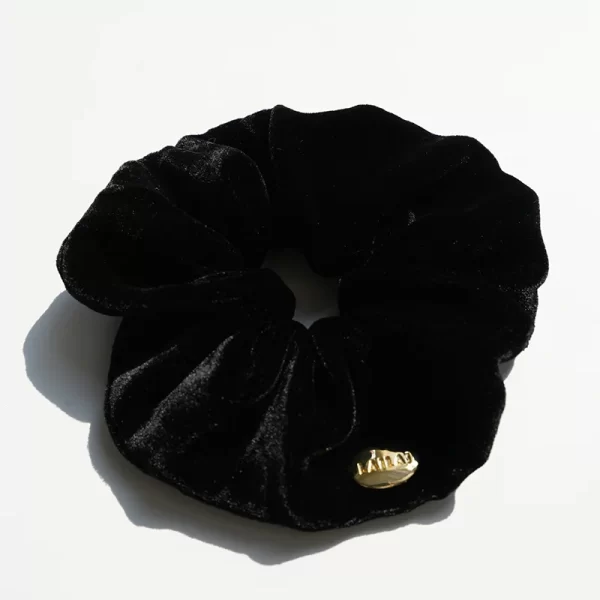 black silk velvet scrunchie